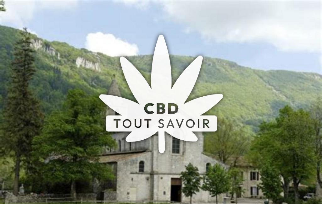 Village à Leoncel avec feuille Cannabis CBD