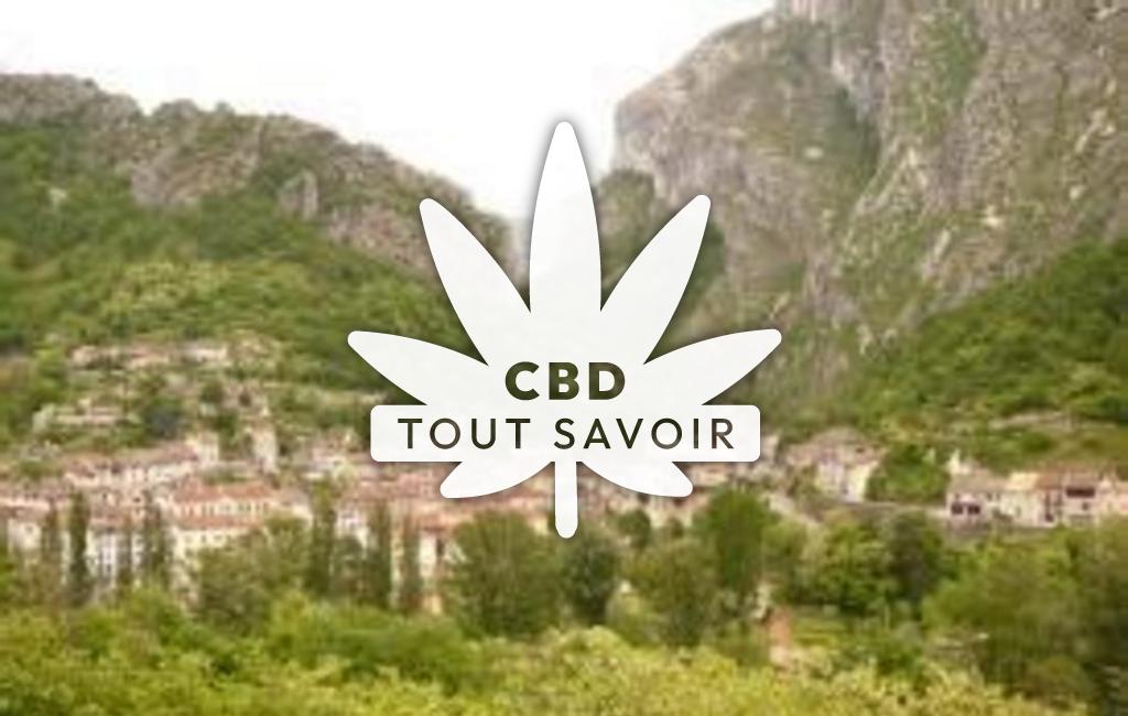Village à Sainte-Eulalie-en-Royans avec feuille Cannabis CBD