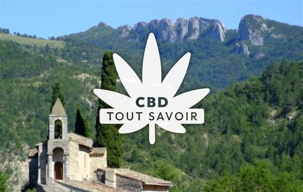 Village à Saint-Benoit-en-Diois avec feuille Cannabis CBD