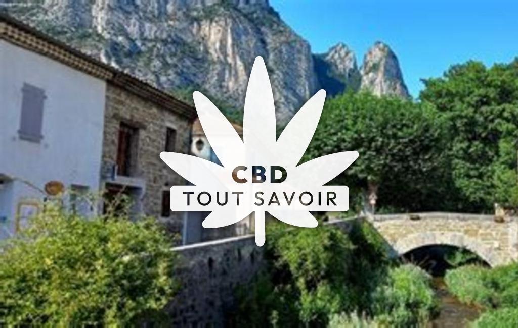 Village à Saou avec feuille Cannabis CBD