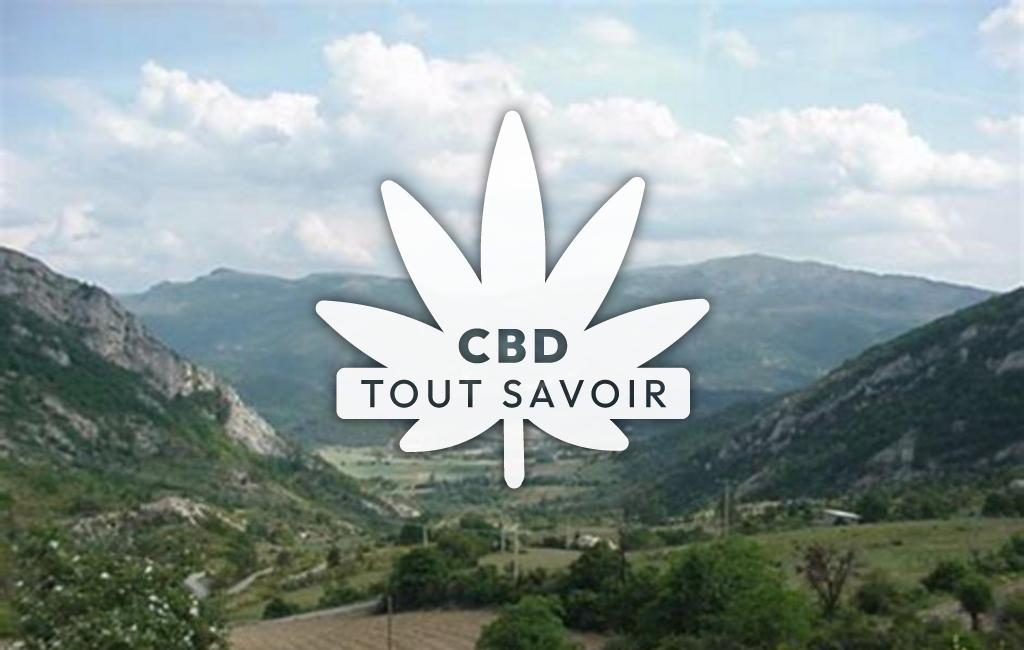 Village à Izon-la-Bruisse avec feuille Cannabis CBD