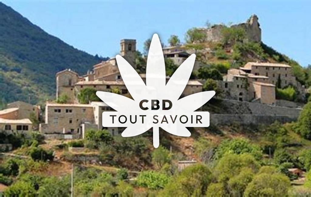 Village à Reilhanette avec feuille Cannabis CBD