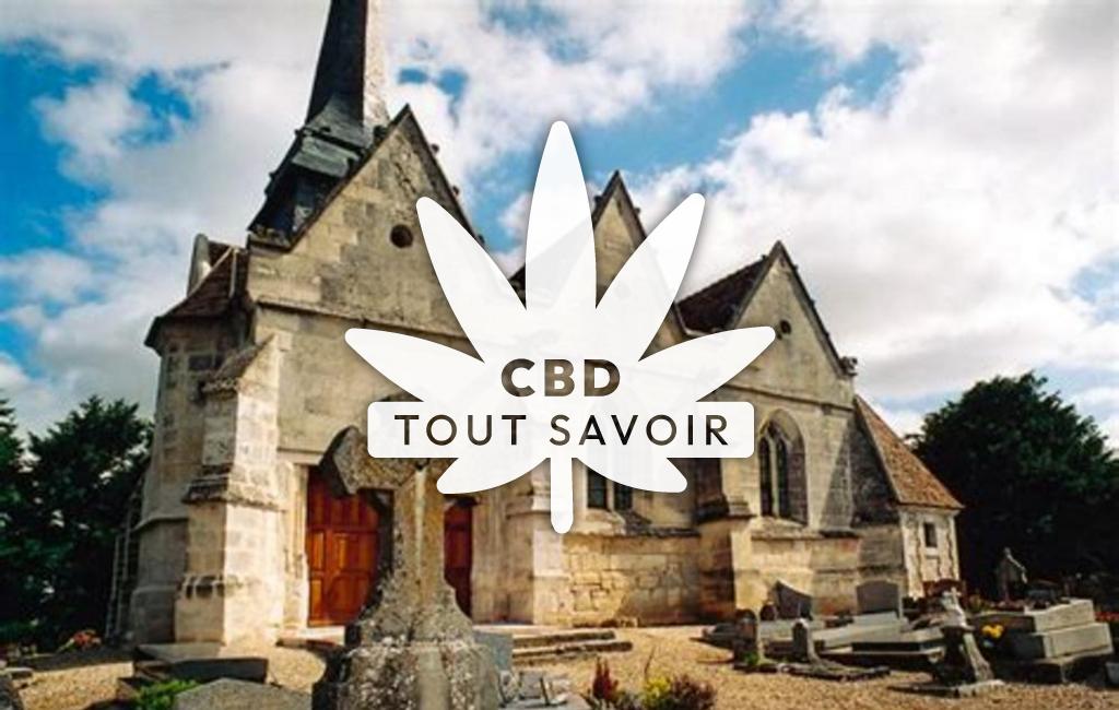 Village à Crosville-la-Vieille avec feuille Cannabis CBD