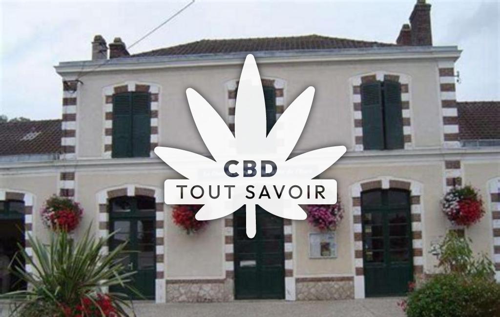 Village à Aigleville avec feuille Cannabis CBD