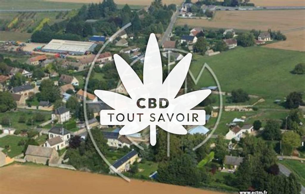 Village à Caillouet-Orgeville avec feuille Cannabis CBD