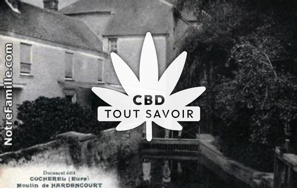 Village à Hardencourt-Cocherel avec feuille Cannabis CBD