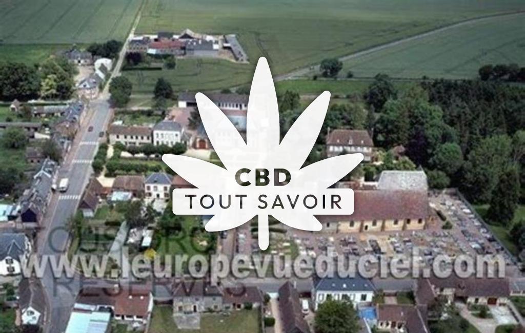 Village à Les-Baux-de-Breteuil avec feuille Cannabis CBD