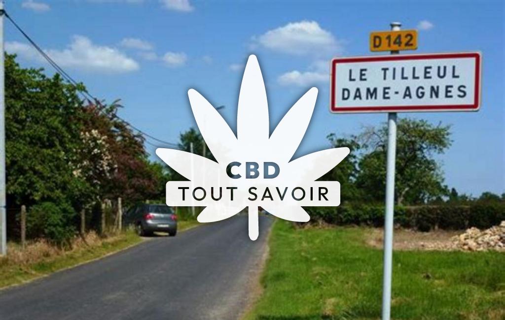 Village à Tilleul-Dame-Agnes avec feuille Cannabis CBD