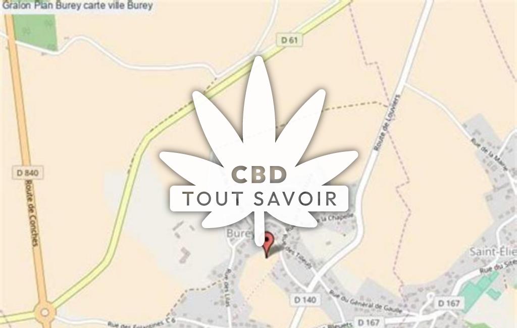 Village à Burey avec feuille Cannabis CBD