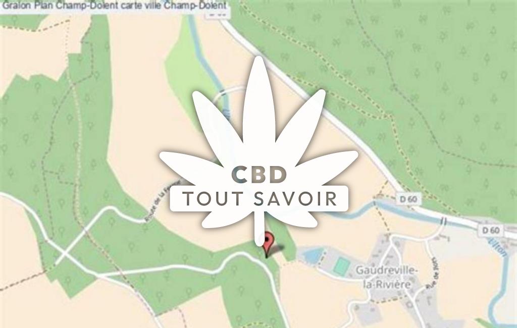 Village à Champ-Dolent avec feuille Cannabis CBD