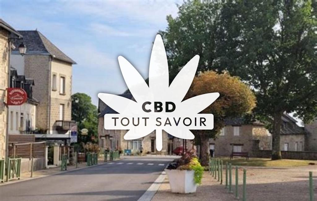 Village à La-Croisille avec feuille Cannabis CBD