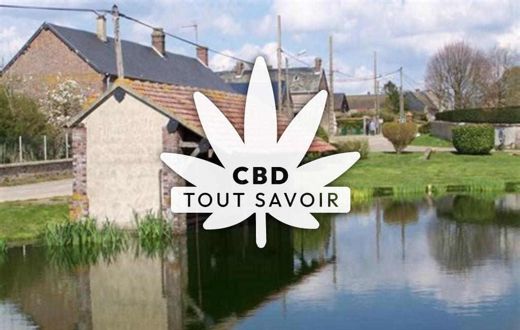 Village à Saint-Germain-de-Fresney avec feuille Cannabis CBD