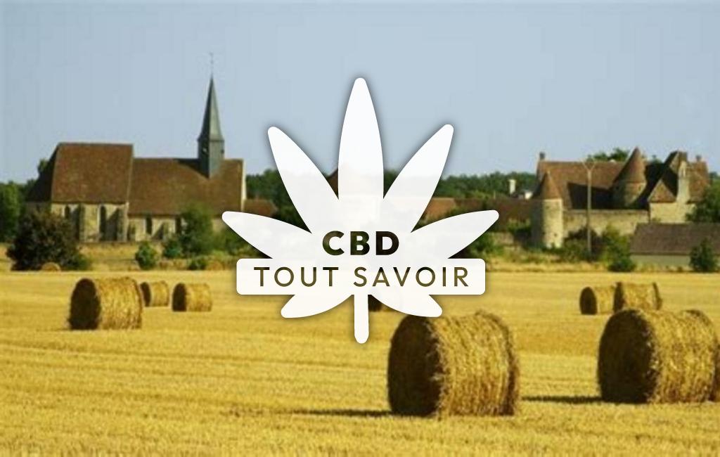 Village à Le-Favril avec feuille Cannabis CBD