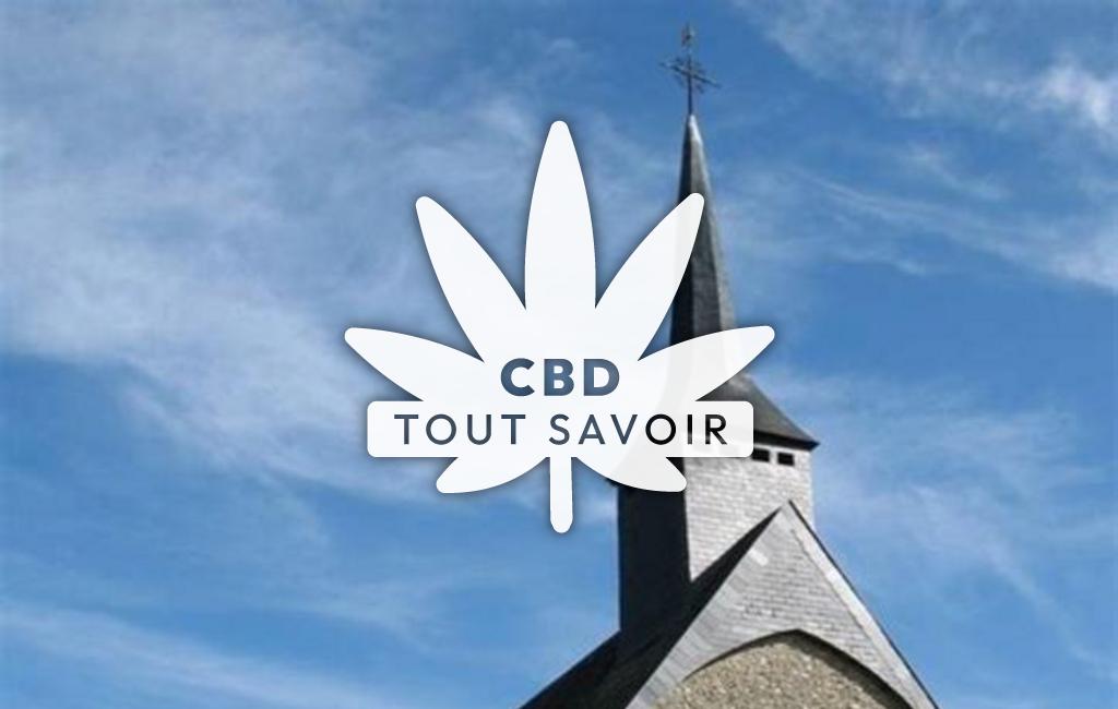 Village à Saint-Sylvestre-de-Cormeilles avec feuille Cannabis CBD