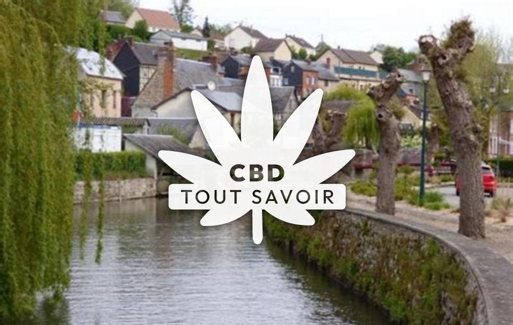Village à Broglie avec feuille Cannabis CBD