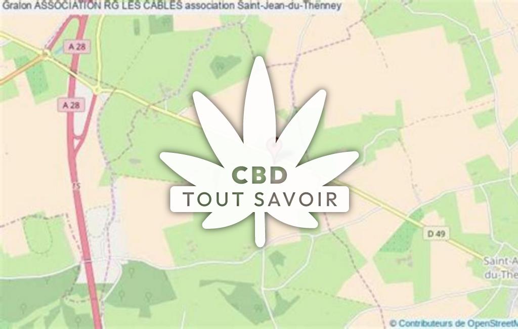 Village à Saint-Jean-du-Thenney avec feuille Cannabis CBD