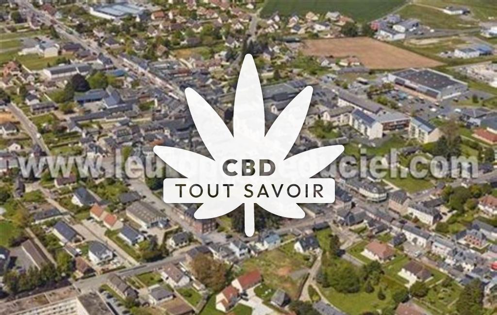 Village à Bourg-Achard avec feuille Cannabis CBD