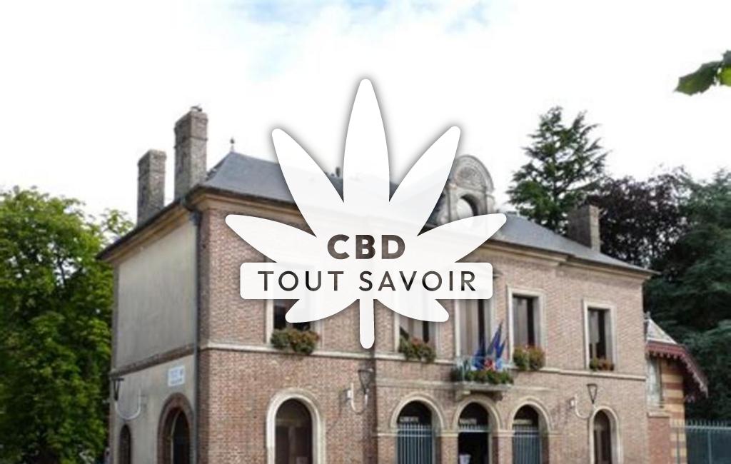 Village à Le-Bosc-du-Theil avec feuille Cannabis CBD