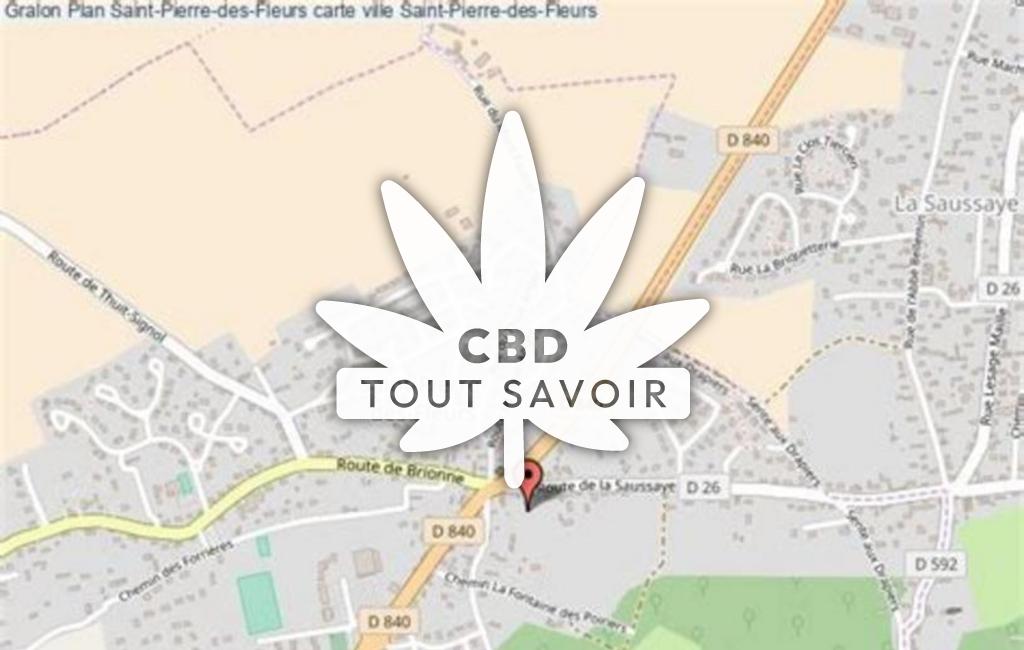 Village à Saint-Pierre-des-Fleurs avec feuille Cannabis CBD