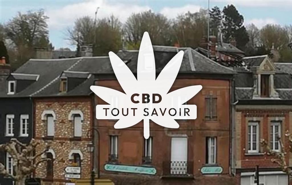 Village à Saint-Georges-du-Vievre avec feuille Cannabis CBD