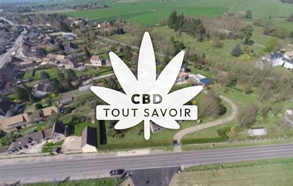 Village à Autheuil-Authouillet avec feuille Cannabis CBD