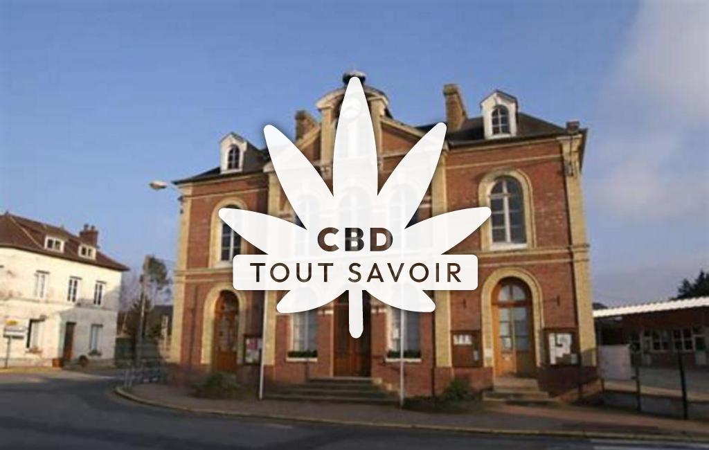 Village à Bourneville-Sainte-Croix avec feuille Cannabis CBD