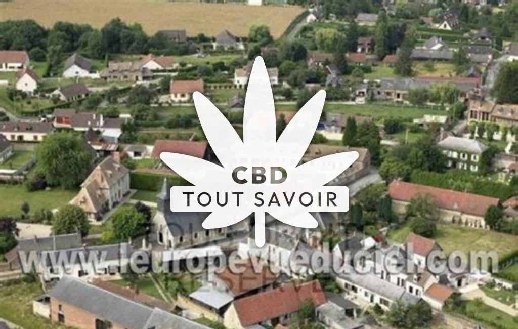 Village à Fontaine-Bellenger avec feuille Cannabis CBD