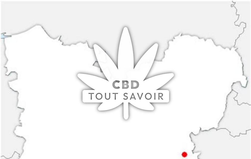 Village à Merey avec feuille Cannabis CBD