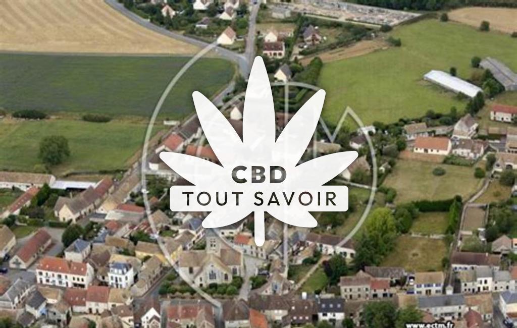 Village à Villiers-en-Desoeuvre avec feuille Cannabis CBD