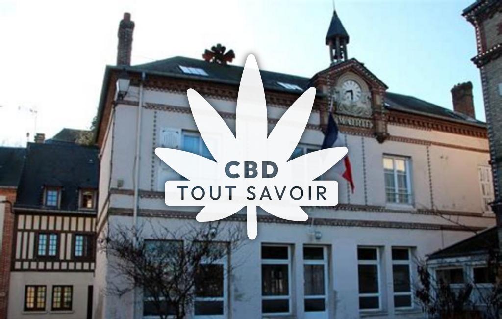 Village à Quillebeuf-sur-Seine avec feuille Cannabis CBD