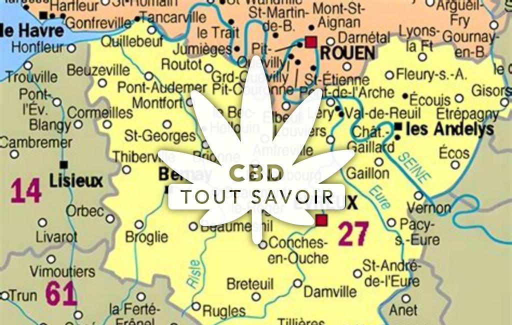 Village à Guiseniers avec feuille Cannabis CBD