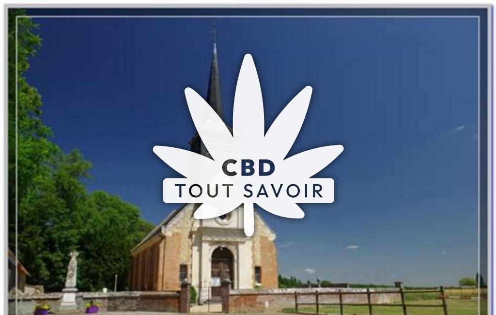 Village à La-Chapelle-du-Bois-des-Faulx avec feuille Cannabis CBD