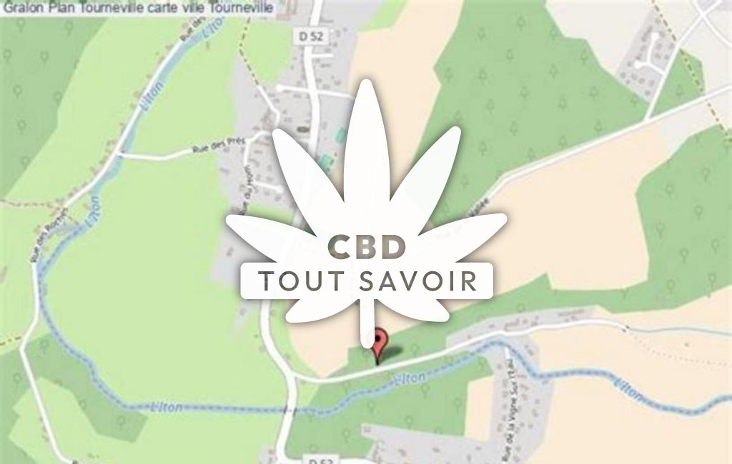 Village à Tourneville avec feuille Cannabis CBD