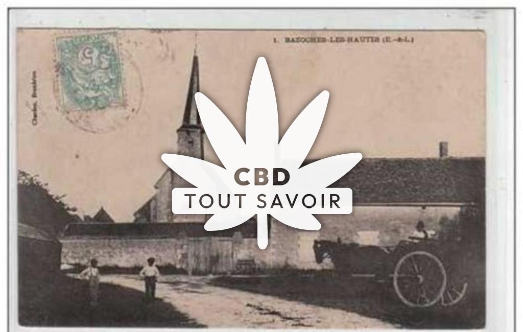 Village à Bazoches-les-Hautes avec feuille Cannabis CBD