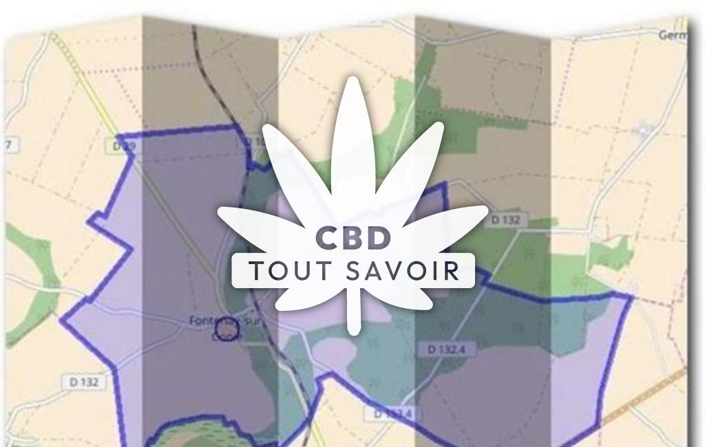 Village à Fontenay-sur-Conie avec feuille Cannabis CBD