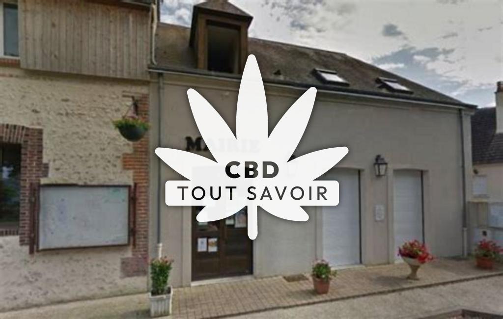 Village à Donnemain-Saint-Mames avec feuille Cannabis CBD