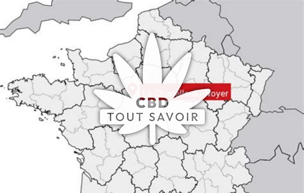 Village à La-Chapelle-du-Noyer avec feuille Cannabis CBD