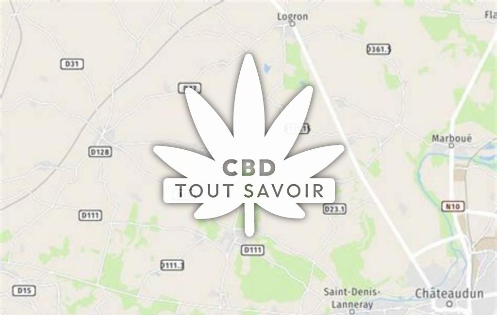 Village à Saint-Denis-Lanneray avec feuille Cannabis CBD