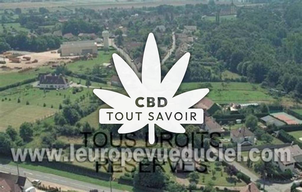 Village à Belhomert-Guehouville avec feuille Cannabis CBD