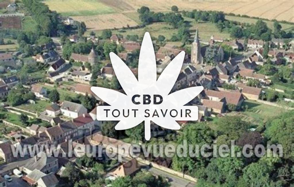 Village à Champrond-en-Gatine avec feuille Cannabis CBD