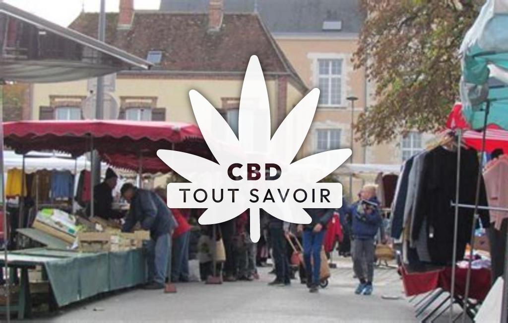 Village à La-Loupe avec feuille Cannabis CBD