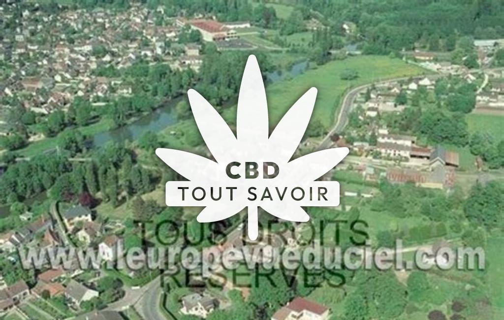 Village à Saussay avec feuille Cannabis CBD