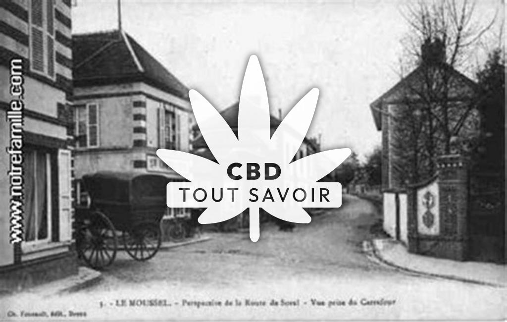 Village à Sorel-Moussel avec feuille Cannabis CBD