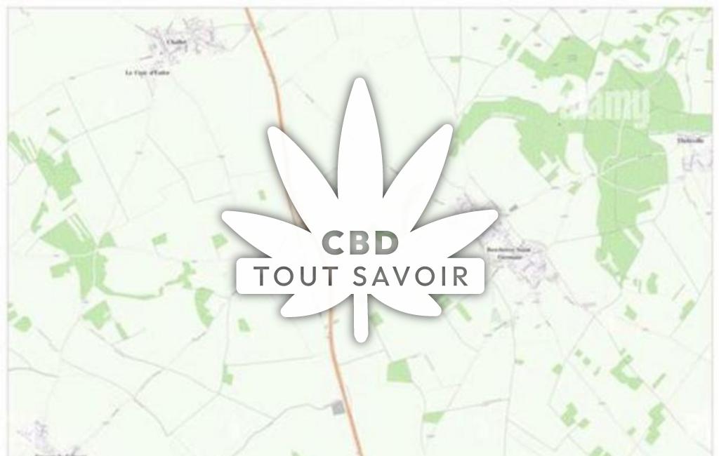 Village à Poisvilliers avec feuille Cannabis CBD