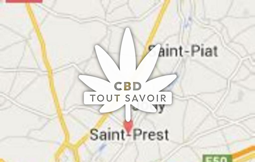 Village à Saint-Prest avec feuille Cannabis CBD