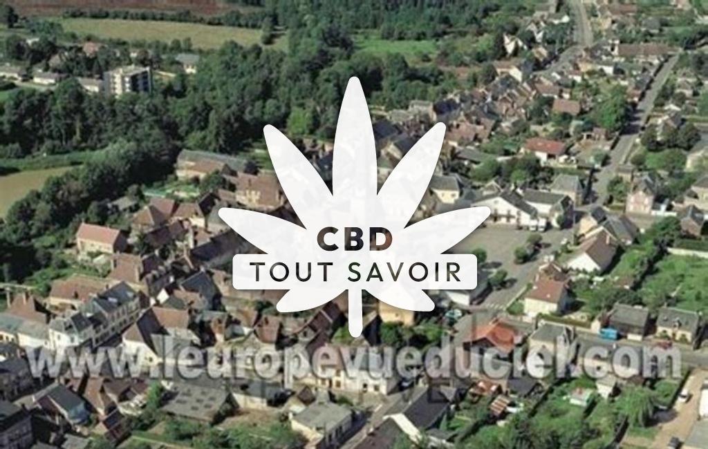 Village à La-Bazoche-Gouet avec feuille Cannabis CBD