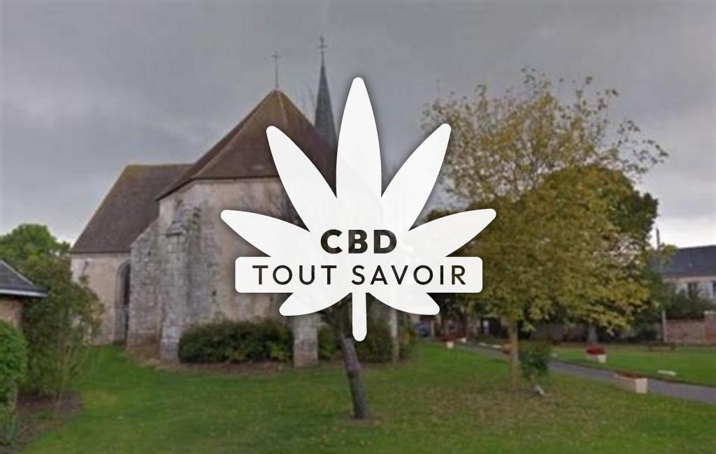 Village à La-Bourdiniere-Saint-Loup avec feuille Cannabis CBD
