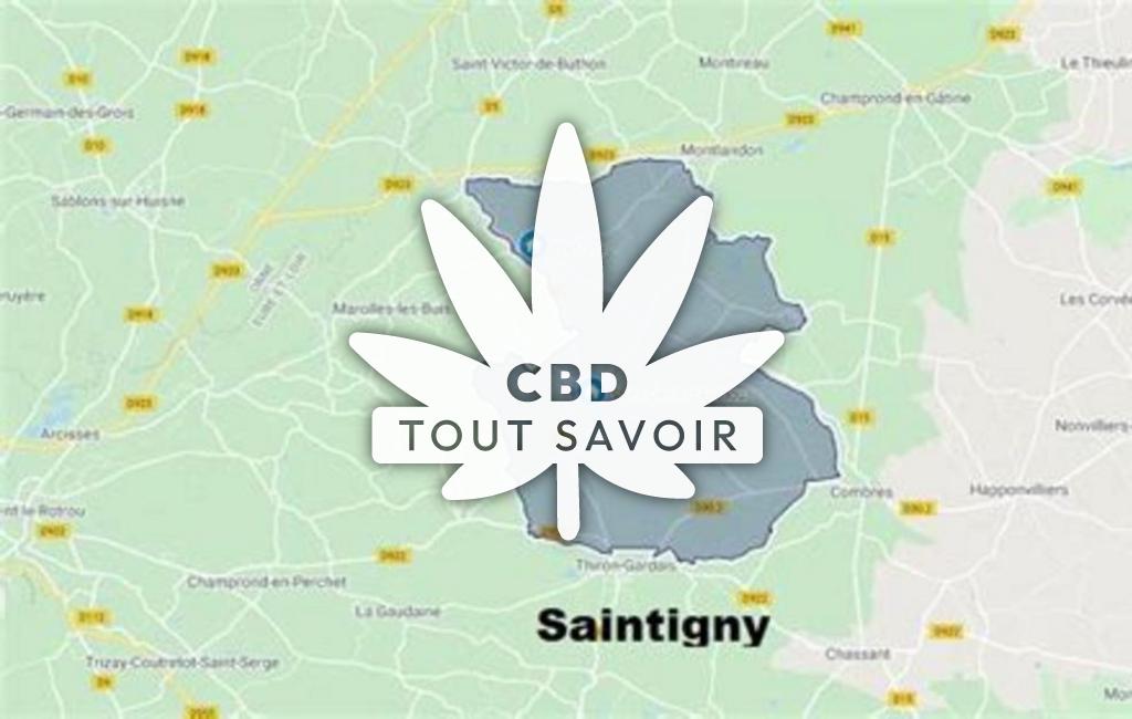 Village à Saintigny avec feuille Cannabis CBD