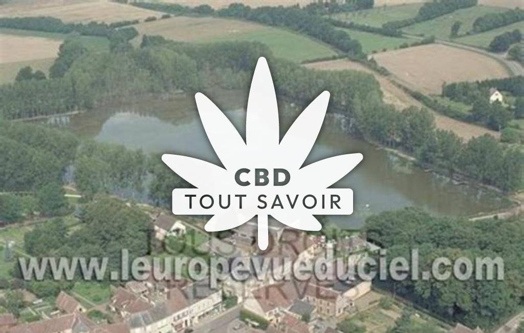 Village à Thiron-Gardais avec feuille Cannabis CBD
