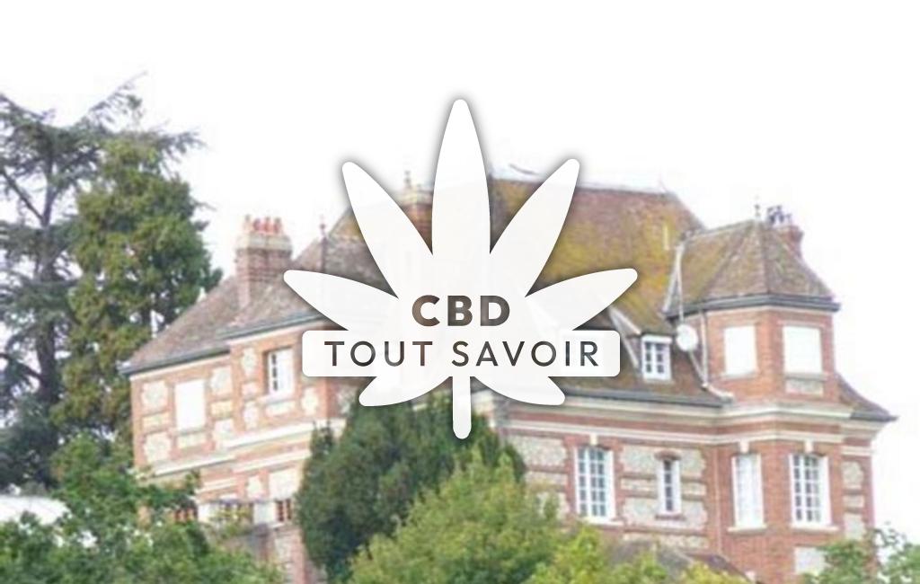 Village à Crecy-Couve avec feuille Cannabis CBD